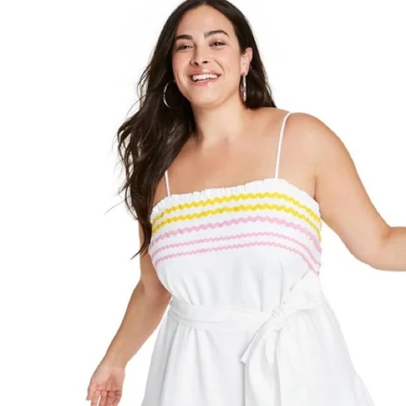 Lisa Marie Fernandez X Target Dress Ric Rac Sleeveless Mini White Yellow Pink S - Picture 7 of 14